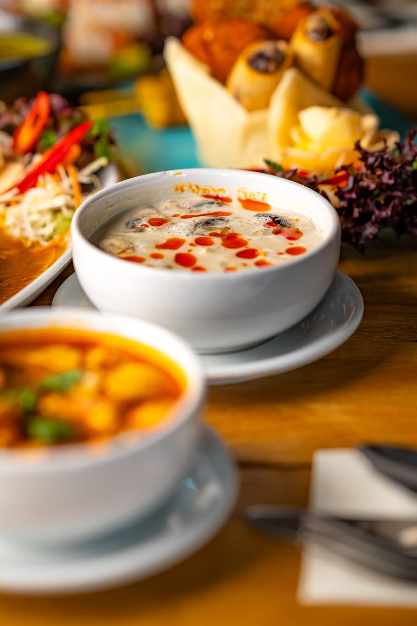 Mushroom Tom Kha soup at Tiien Thai