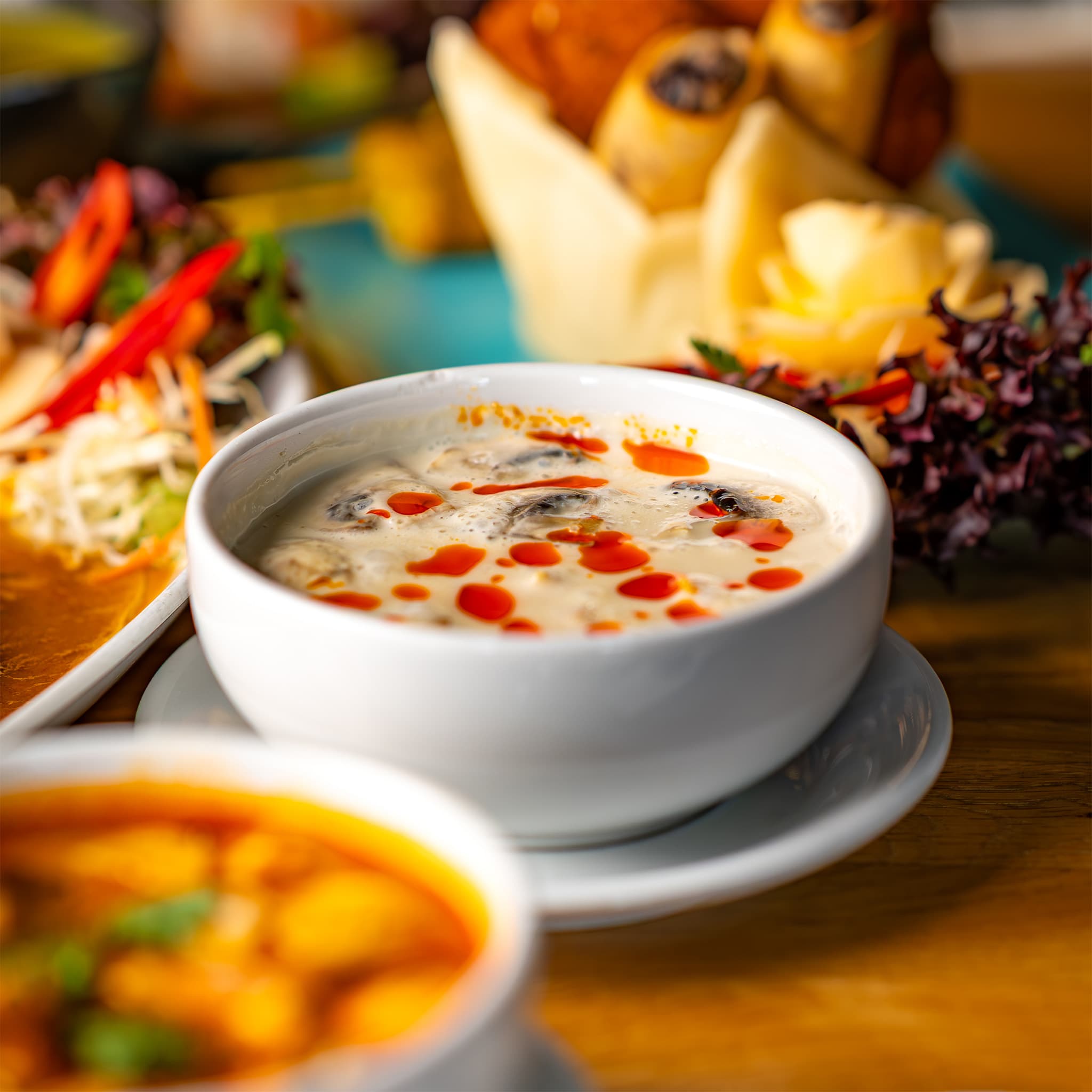 Thai Tom Kha soup at Tiien Asian restaurant