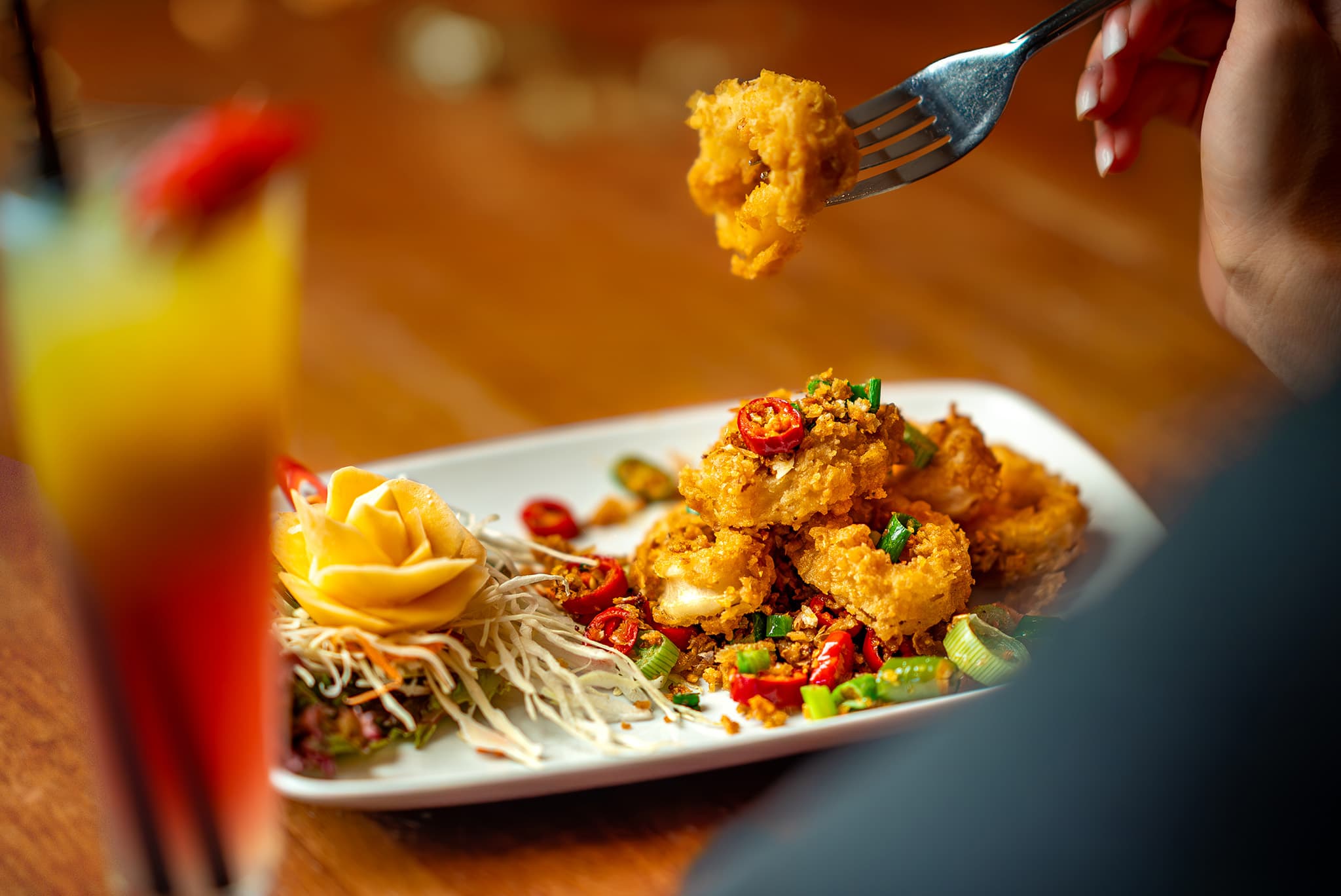 Tiien Thai Southbourne Asian restaurant crispy squid food photo